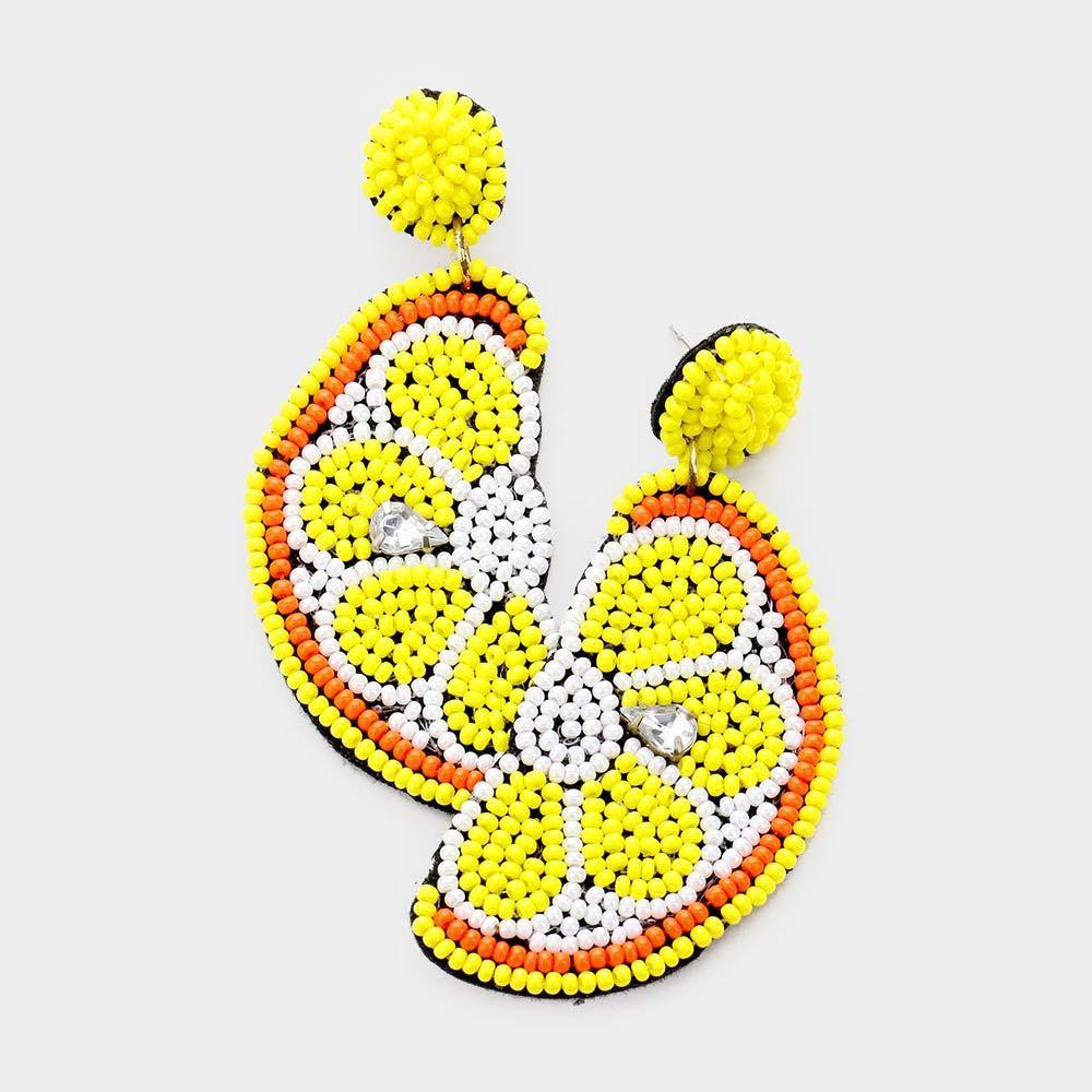 Yellow Seed Bead Lemon Earrings - Jewelry Store by Erik Rayo