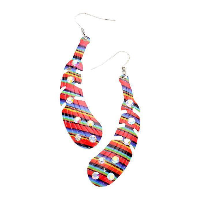 Stone Metal Feather Dangle Earrings - Jewelry Store by Erik Rayo