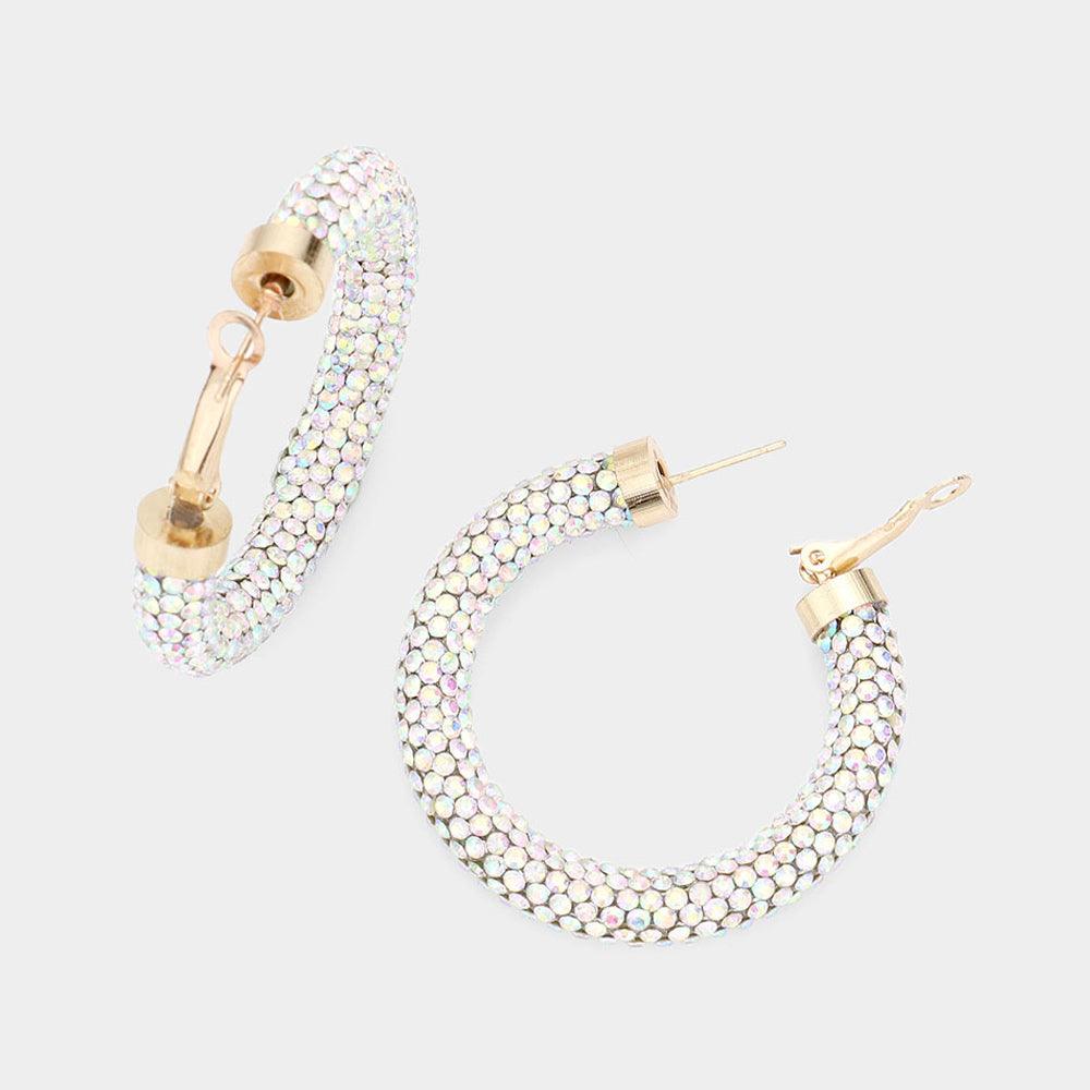 Rhinestone Pave Hoop Earrings