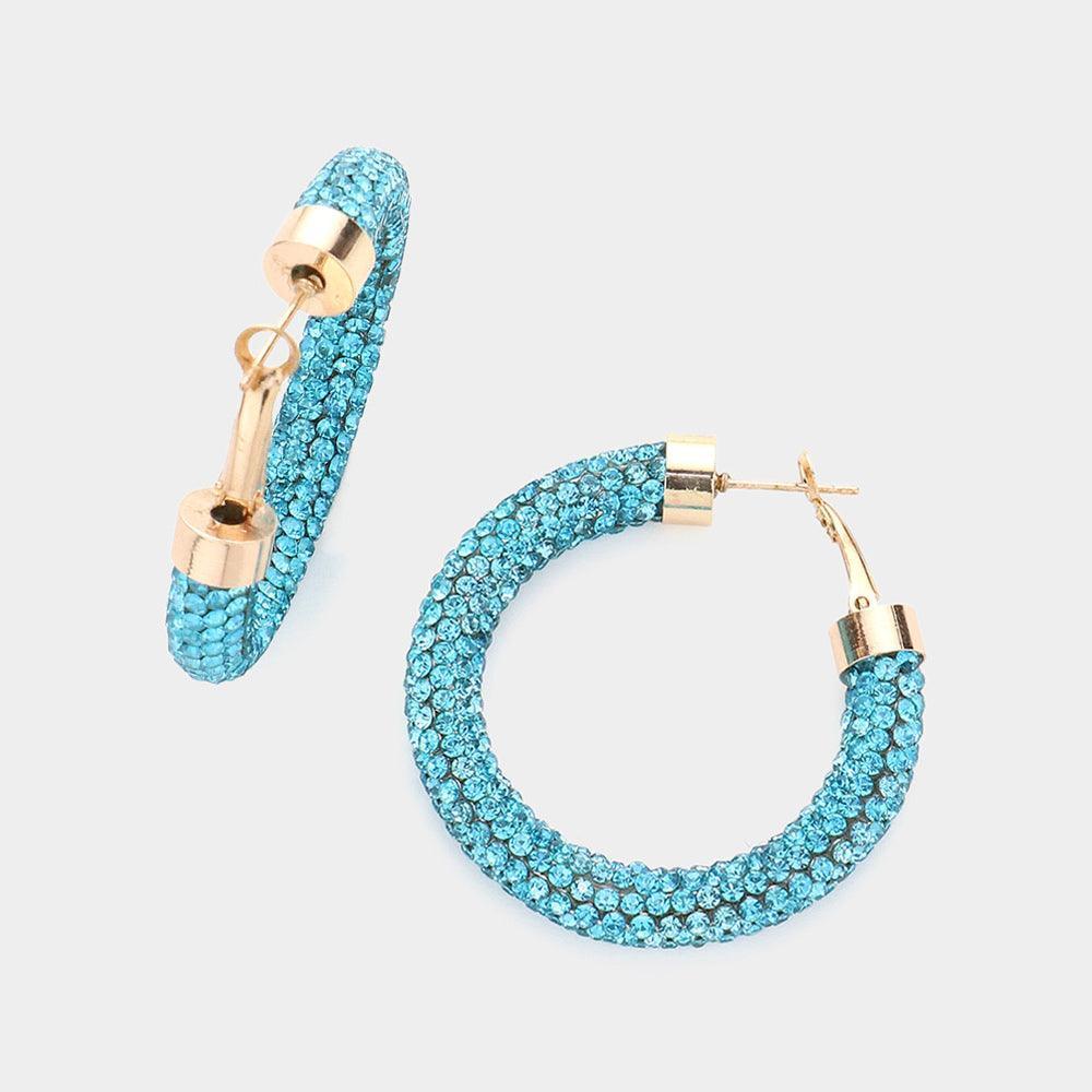 Rhinestone Pave Hoop Earrings - Jewelry Store by Erik Rayo