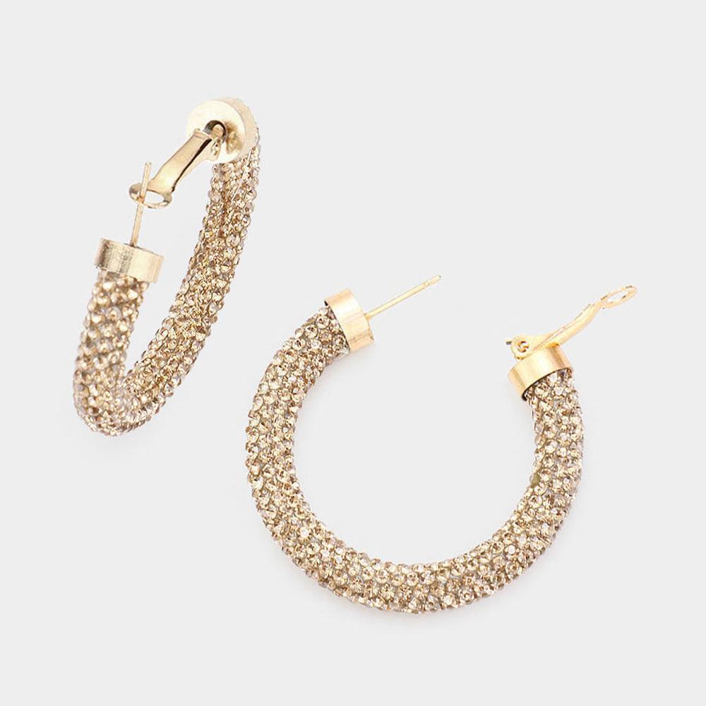Rhinestone Pave Hoop Earrings - Jewelry Store by Erik Rayo