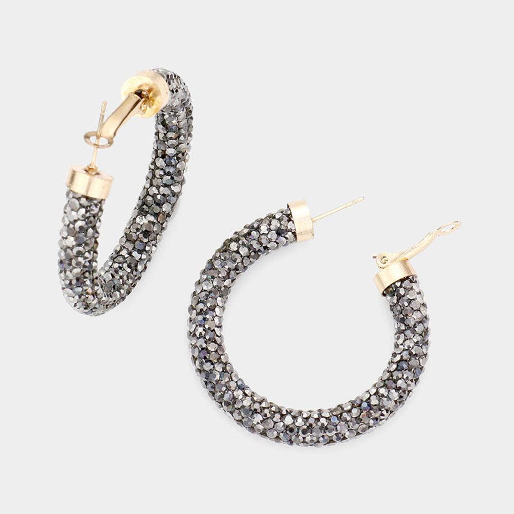 Rhinestone Pave Hoop Earrings - Jewelry Store by Erik Rayo