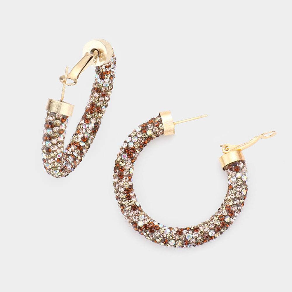 Rhinestone Pave Hoop Earrings - Jewelry Store by Erik Rayo