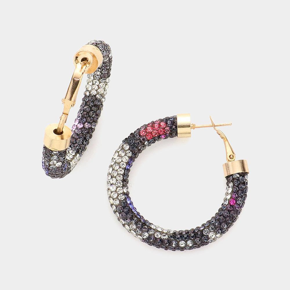 Leopard Rhinestone Pave Hoop Earrings - Jewelry Store by Erik Rayo