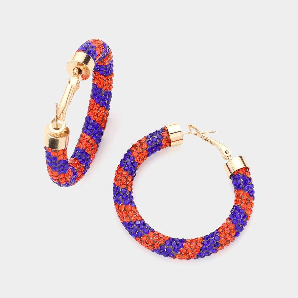 Blue Rhinestone Pave Hoop Earrings - Jewelry Store by Erik Rayo