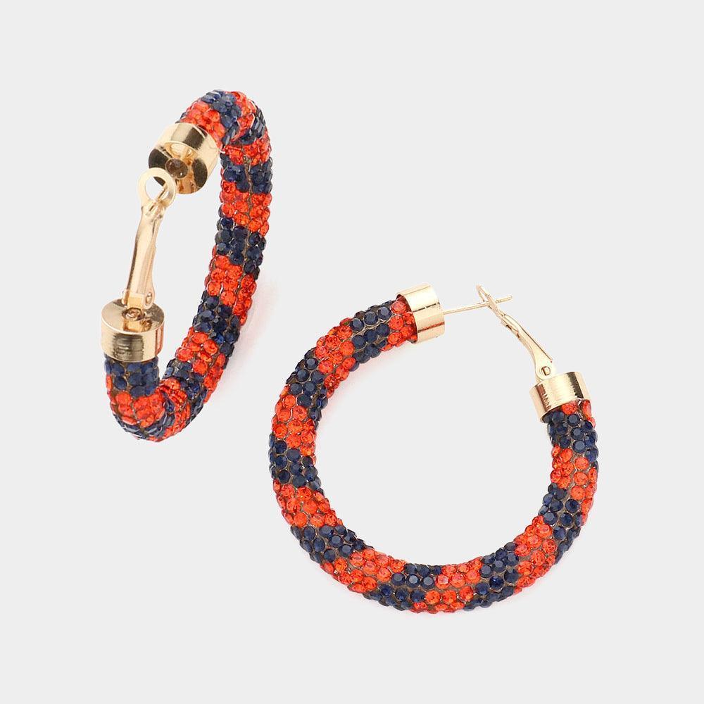 Clear Stone Detail Rhinestone Pave Half Hoop Earrings - Jewelry Store by Erik Rayo