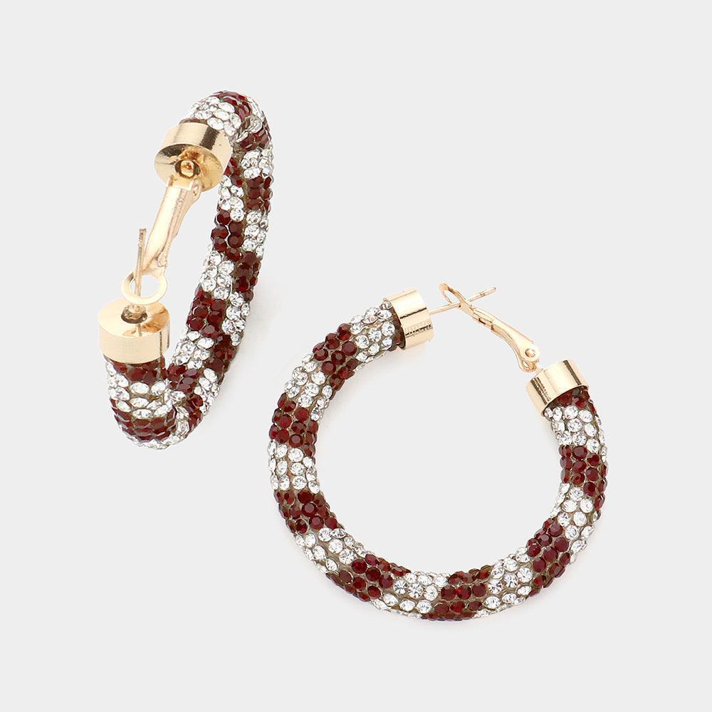 White Rhinestone Pave Hoop Earrings - Jewelry Store by Erik Rayo