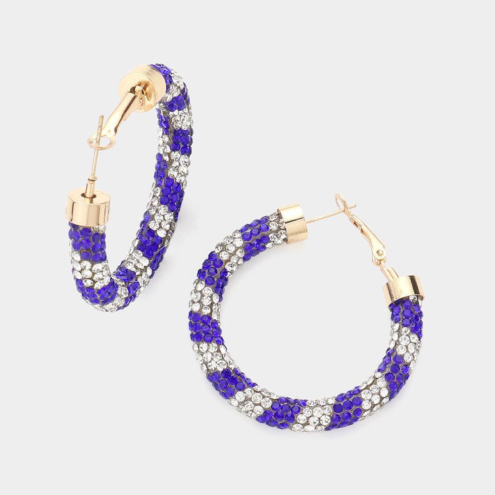 White Rhinestone Pave Hoop Earrings - Jewelry Store by Erik Rayo