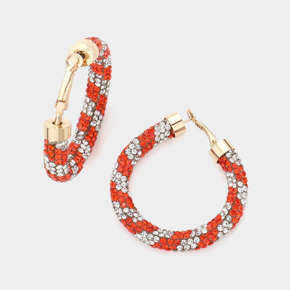 White Rhinestone Pave Hoop Earrings - Jewelry Store by Erik Rayo