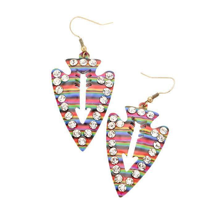 Gold Multi Colored Arrow Cutout Earrings - Jewelry Store by Erik Rayo