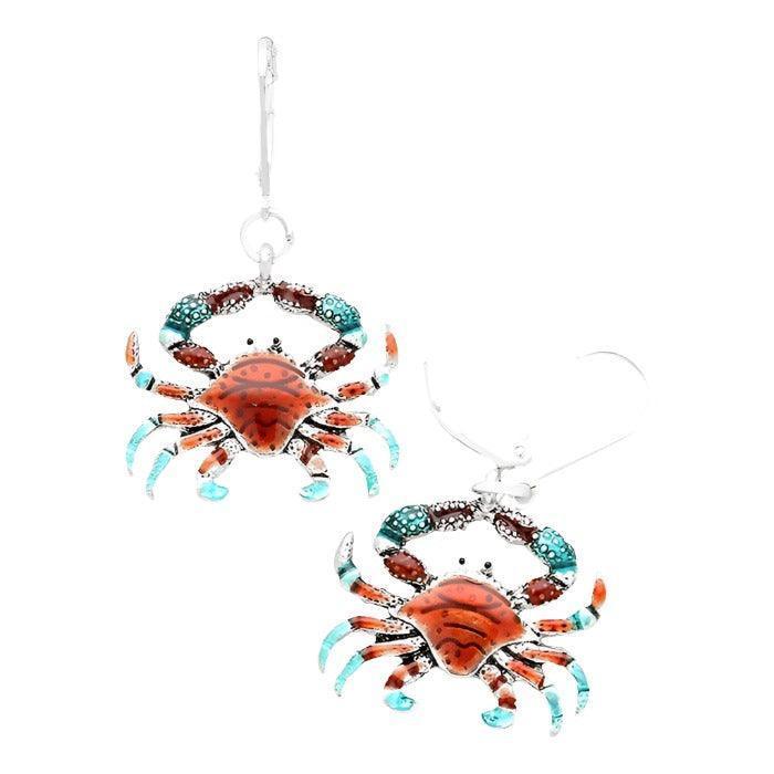 Silver Enamel crab earrings - Jewelry Store by Erik Rayo