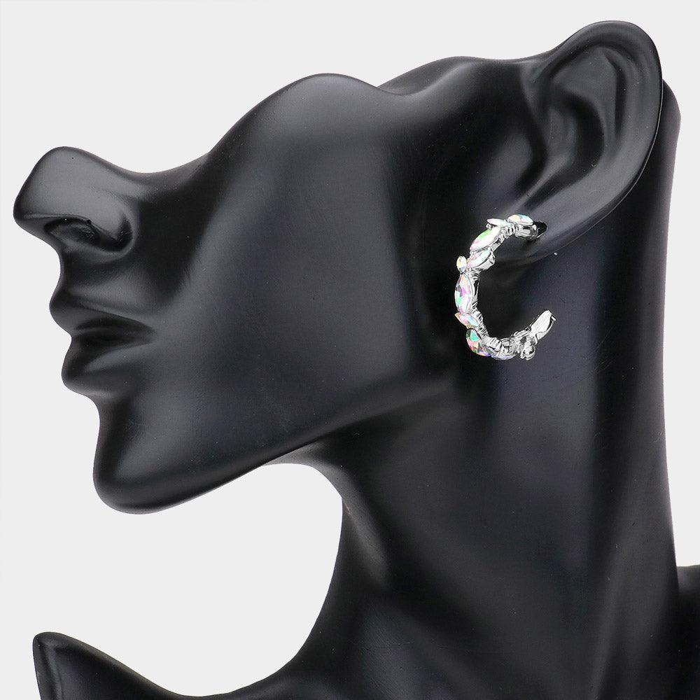 Marquise Stone Cluster Half Hoop Earrings - Jewelry Store by Erik Rayo