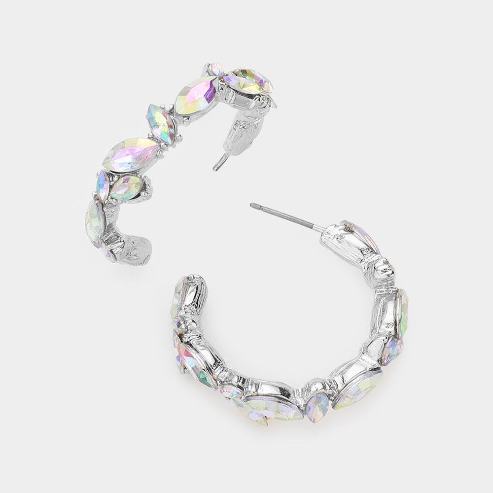 Marquise Stone Cluster Half Hoop Earrings - Jewelry Store by Erik Rayo