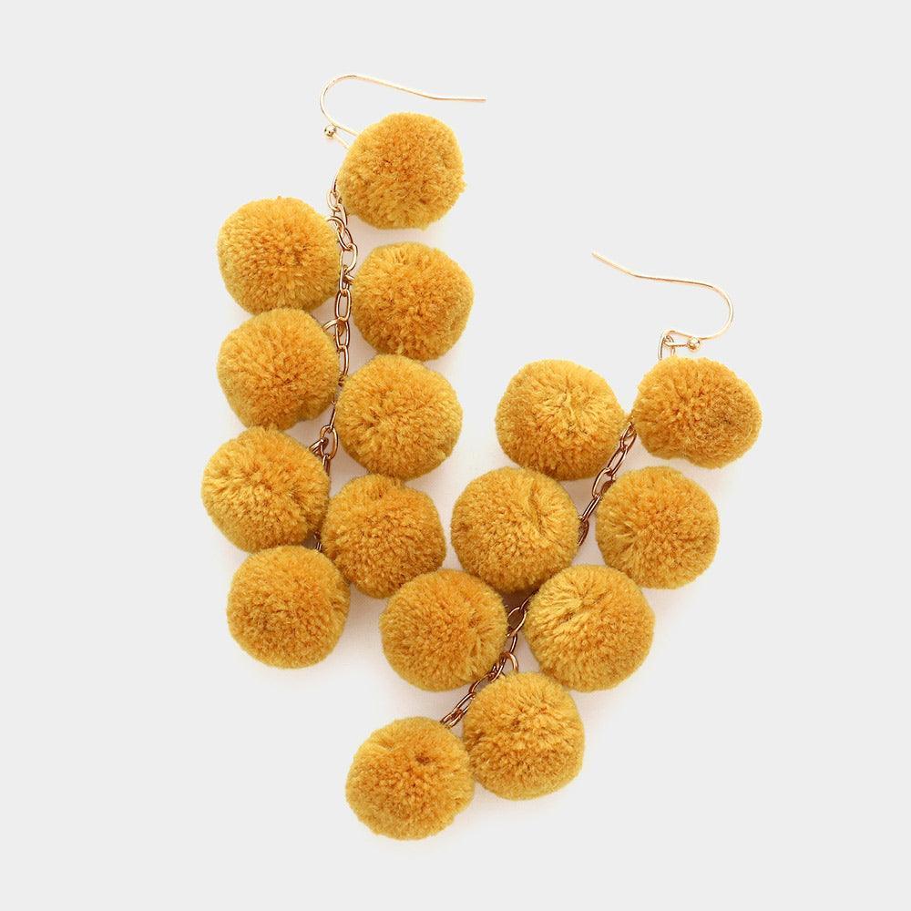Pom Pom Cluster Vine Dangle Earrings - Jewelry Store by Erik Rayo