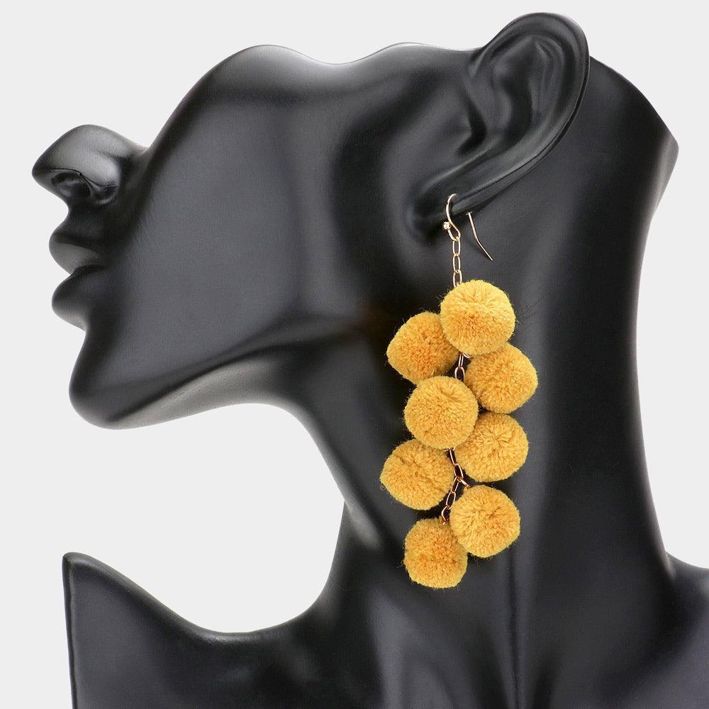 Pom Pom Cluster Vine Dangle Earrings - Jewelry Store by Erik Rayo