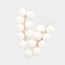 Load image into Gallery viewer, White Pom Pom Cluster Vine Dangle Earrings
