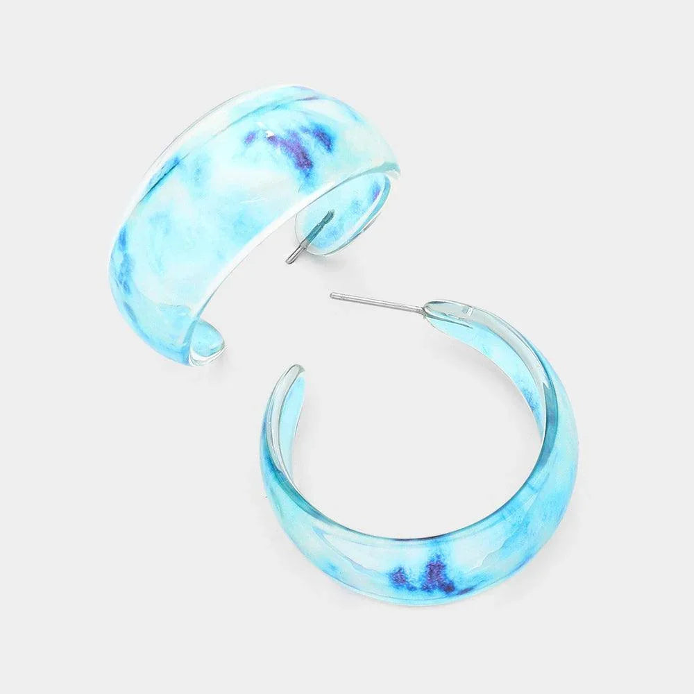 Blue Lucite Half Hoop Earrings - Jewelry Store by Erik Rayo