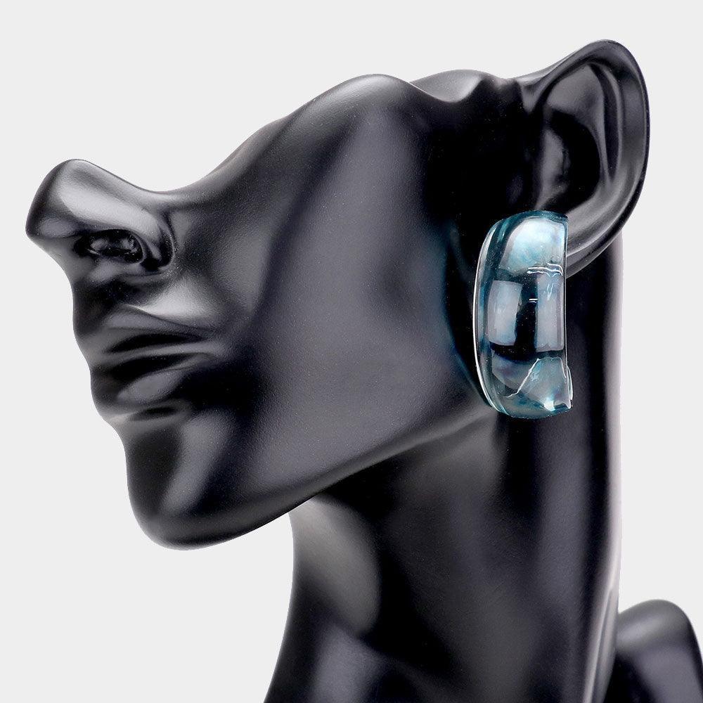 Blue Lucite Half Hoop Earrings - Jewelry Store by Erik Rayo