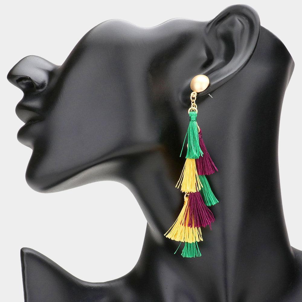 Mardi Gras Tassel Cluster Vine Dangle Earrings - Jewelry Store by Erik Rayo