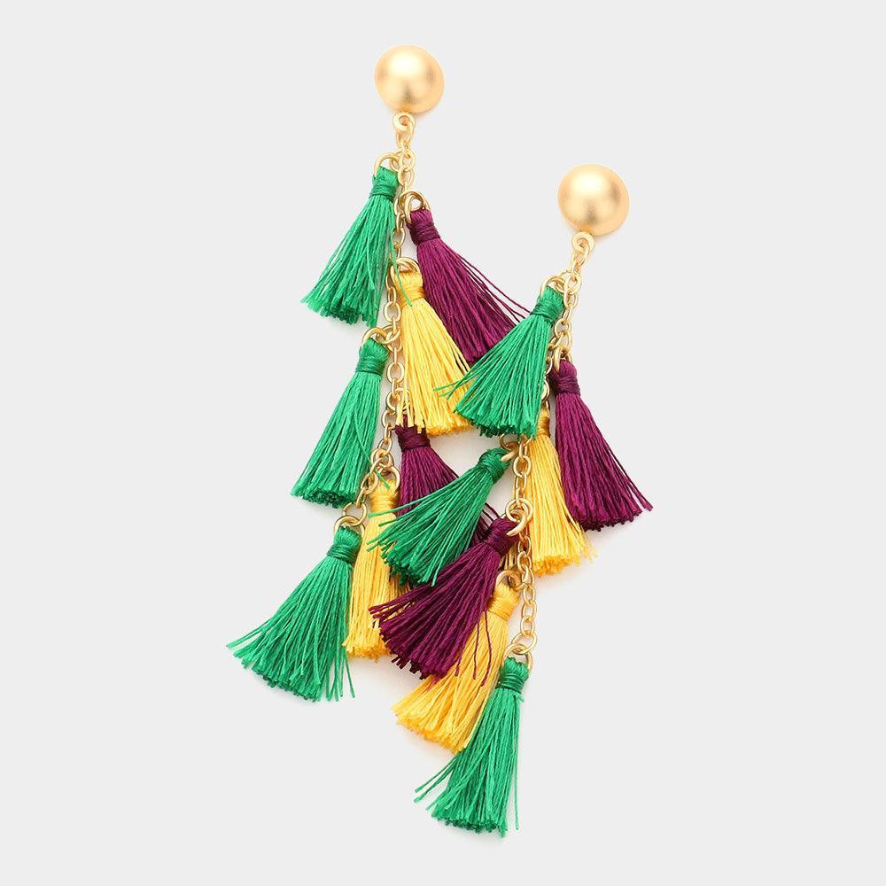 Mardi Gras Tassel Cluster Vine Dangle Earrings - Jewelry Store by Erik Rayo