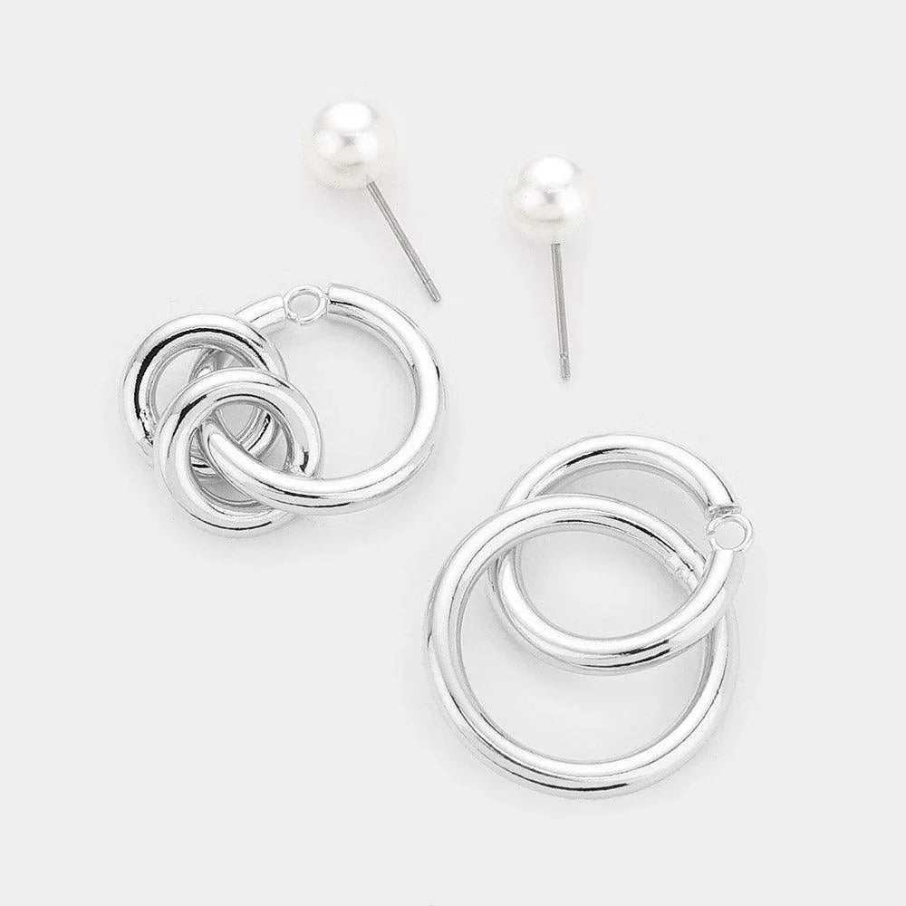 Cream 
Open Circle Link Pearl Earrings - Jewelry Store by Erik Rayo