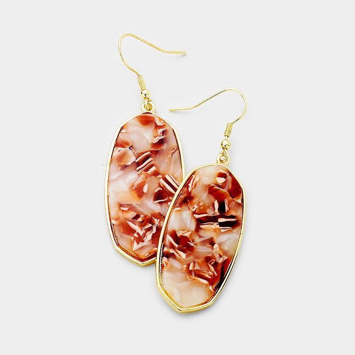 Peach Celluloid Acetate Dangle Earrings - Jewelry Store by Erik Rayo
