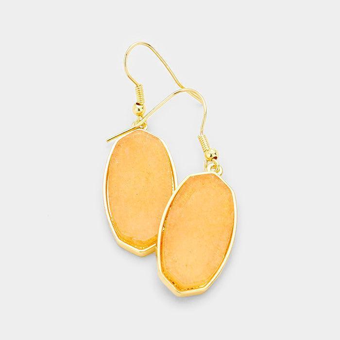 Orange Natural Stone Hexagon Dangle Earrings - Jewelry Store by Erik Rayo