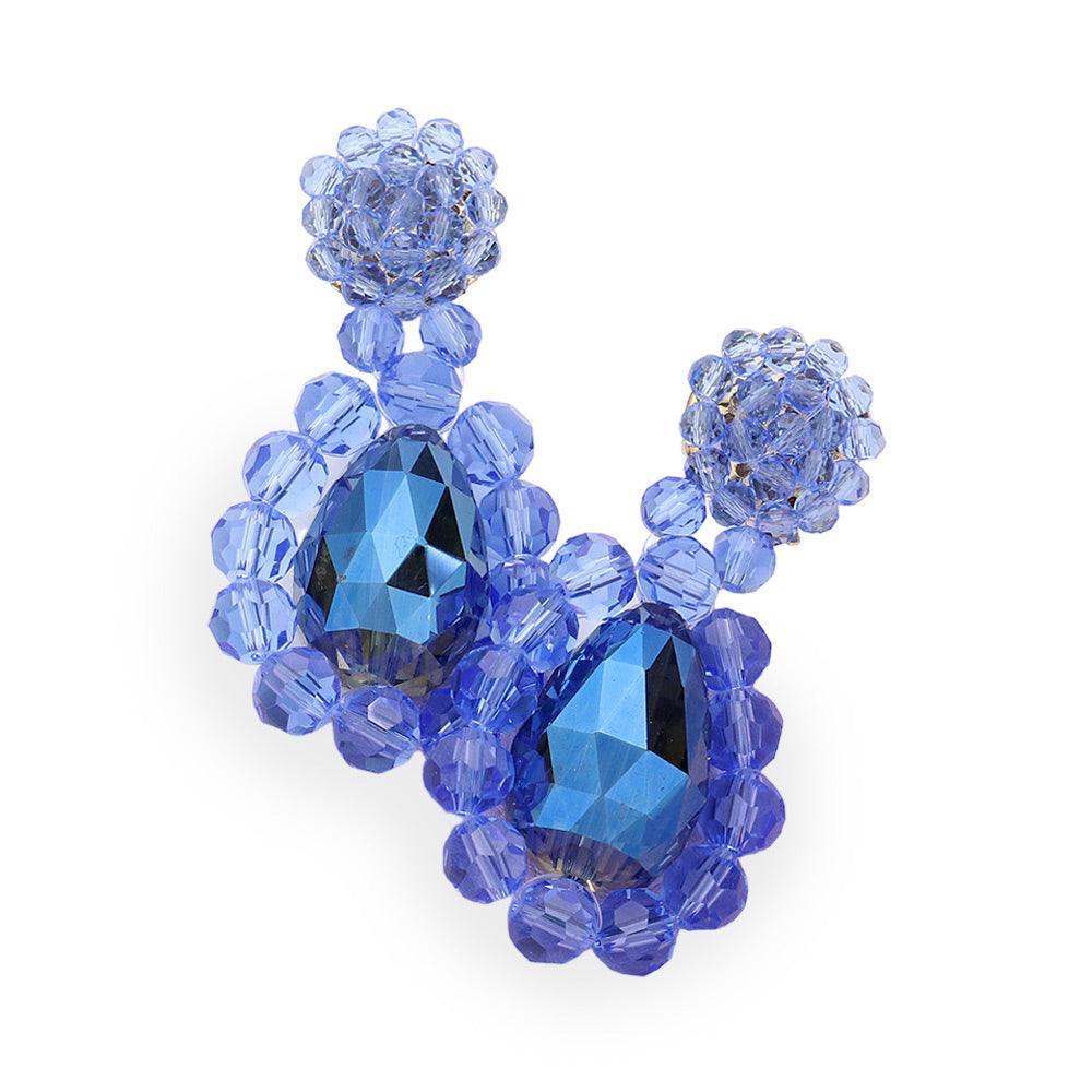 Blue Semi Precious Stone Cluster Teardrop Shaped Earrings - Jewelry Store by Erik Rayo