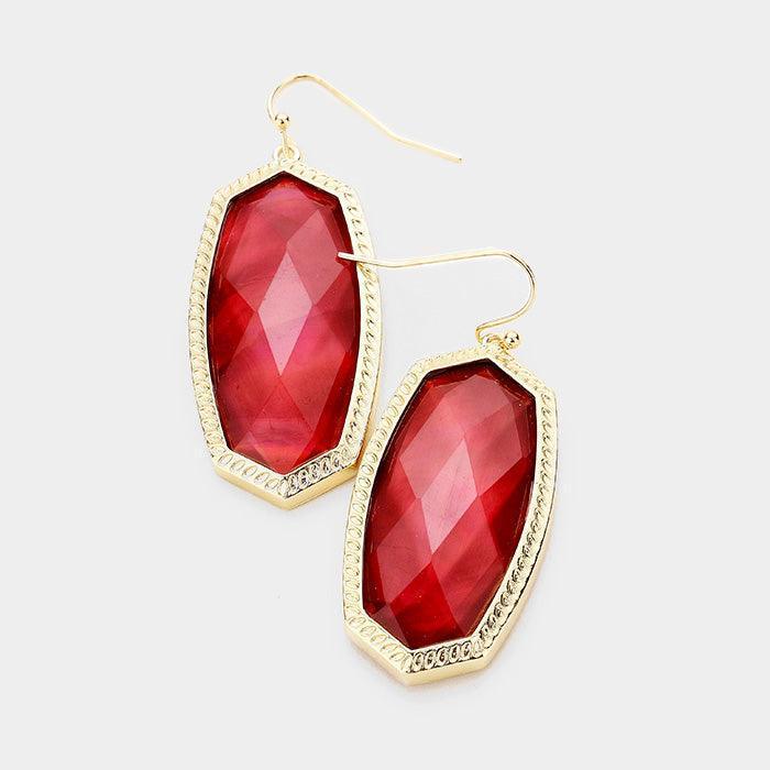 Gold Hexagon Stone Dangle Earrings - Jewelry Store by Erik Rayo