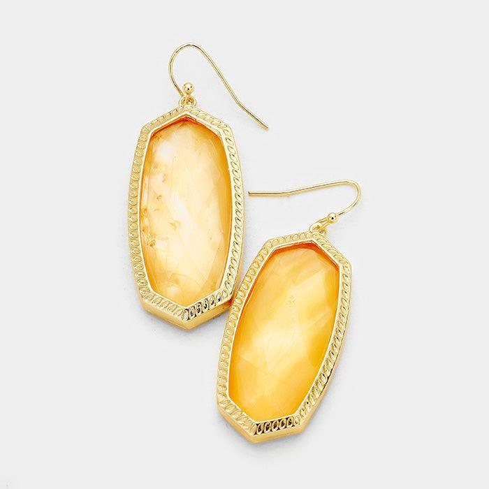 Orange Hexagon Stone Dangle Earrings - Jewelry Store by Erik Rayo
