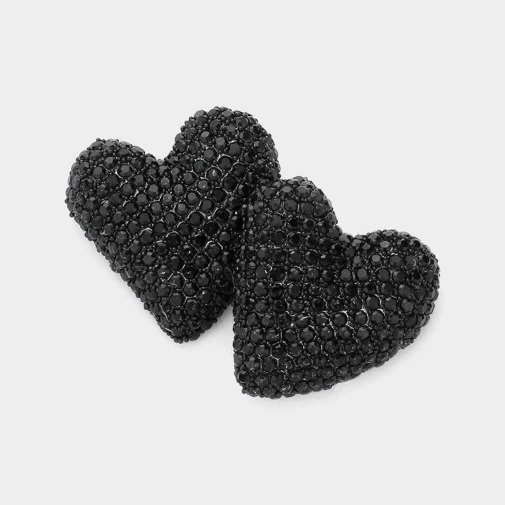 Black Bling Heart Earrings - Jewelry Store by Erik Rayo