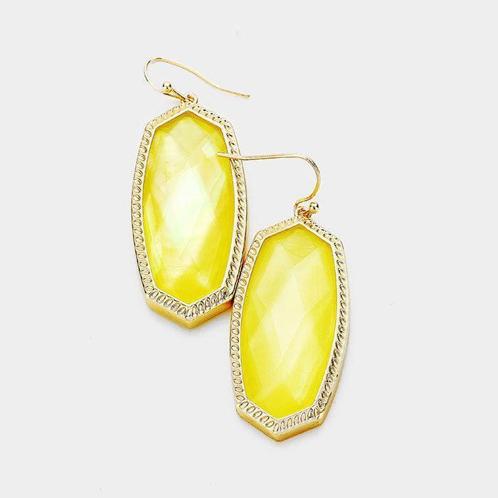 Yellow Hexagon Stone Dangle Earrings - Jewelry Store by Erik Rayo