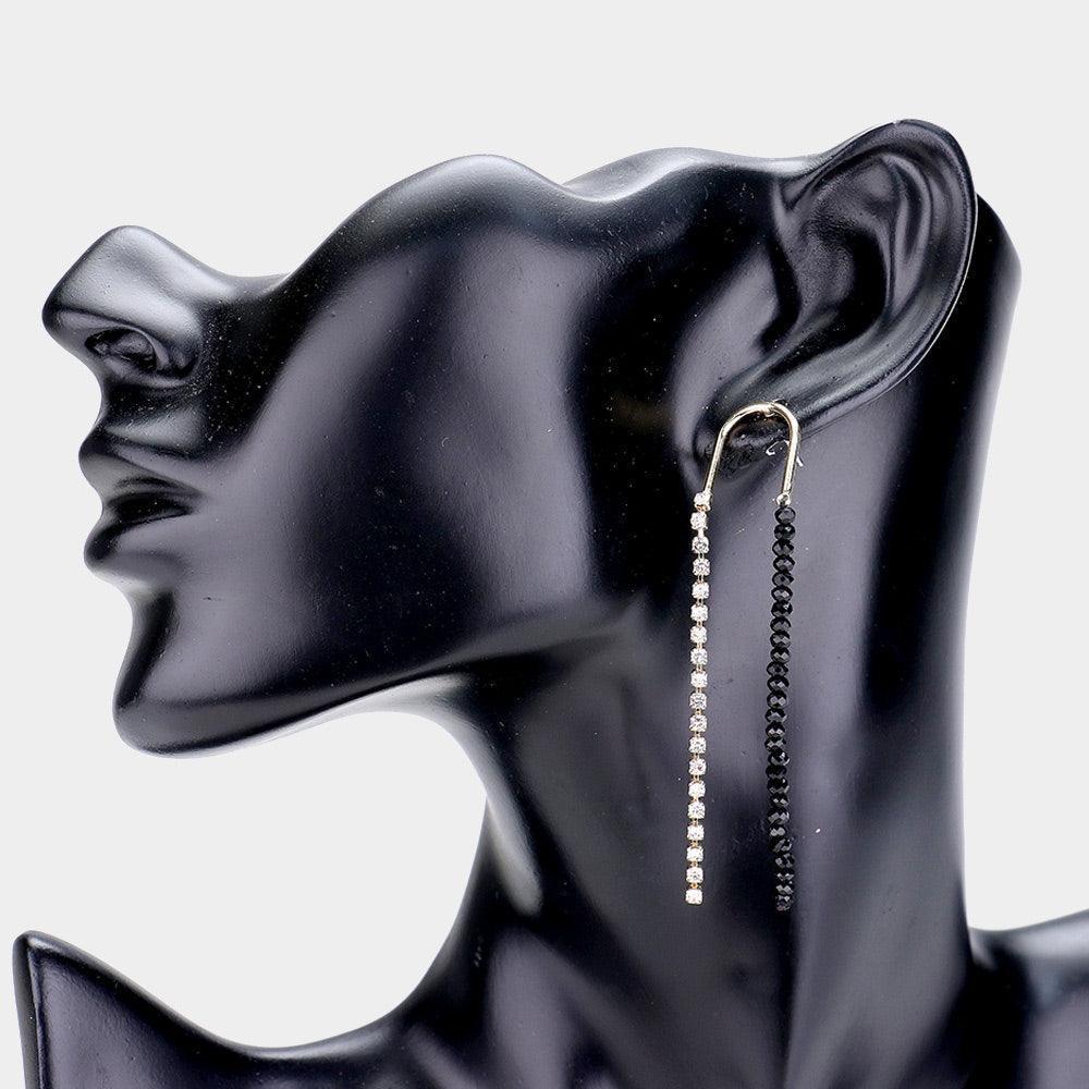 Gold Rhinestone Bead long Drop Earrings - Jewelry Store by Erik Rayo