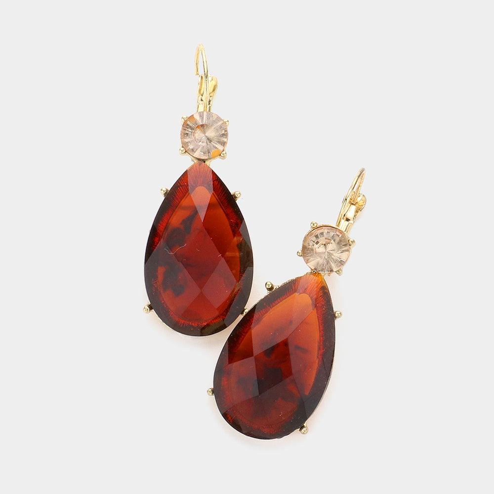Brown Teardrop Bead Accented Earrings