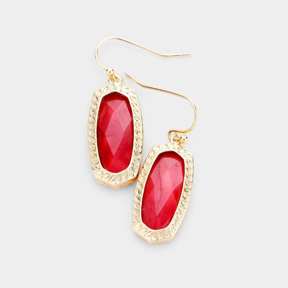 Gold Hexagon Stone Dangle Earrings - Jewelry Store by Erik Rayo