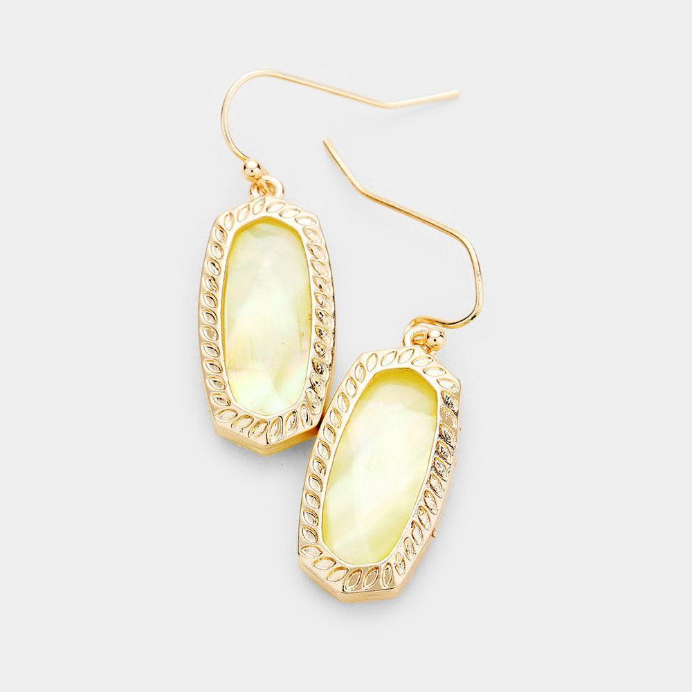 Yellow Hexagon Stone Dangle Earrings - Jewelry Store by Erik Rayo