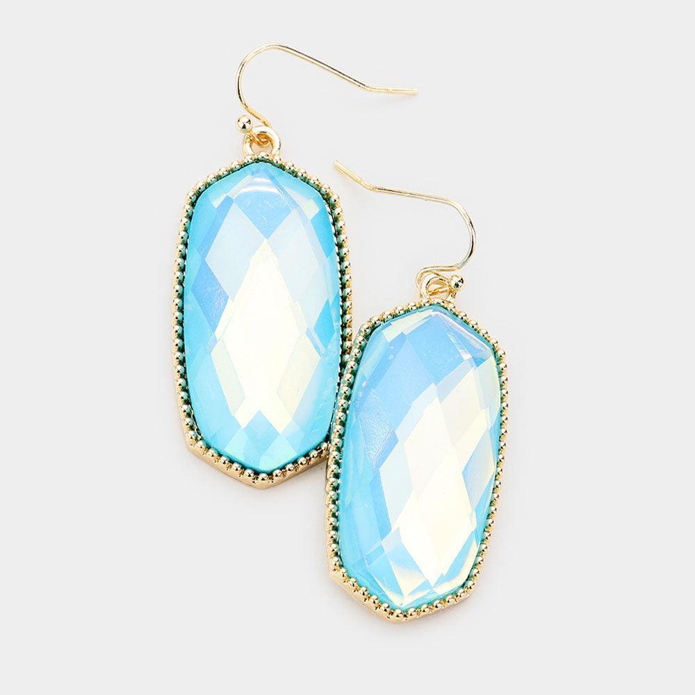 Blue Hexagon Stone Dangle Earrings - Jewelry Store by Erik Rayo