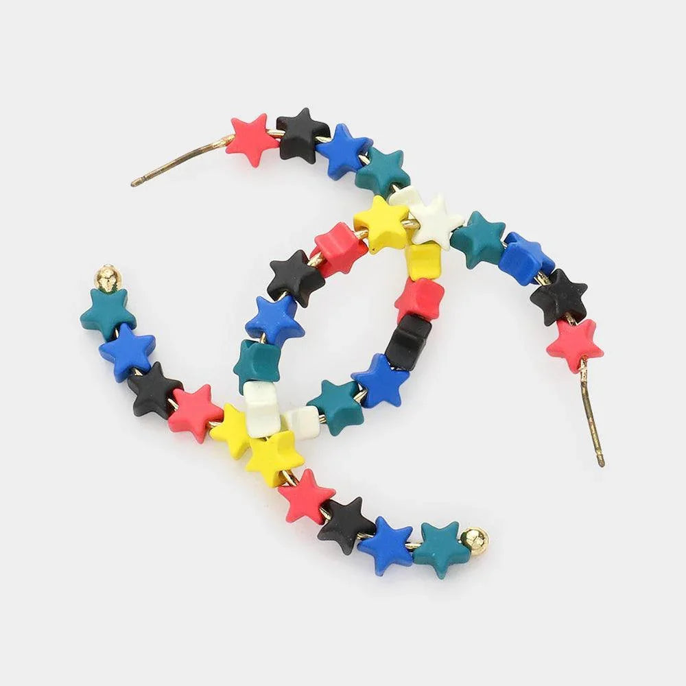 Colorful Star Hoop Earrings - Jewelry Store by Erik Rayo