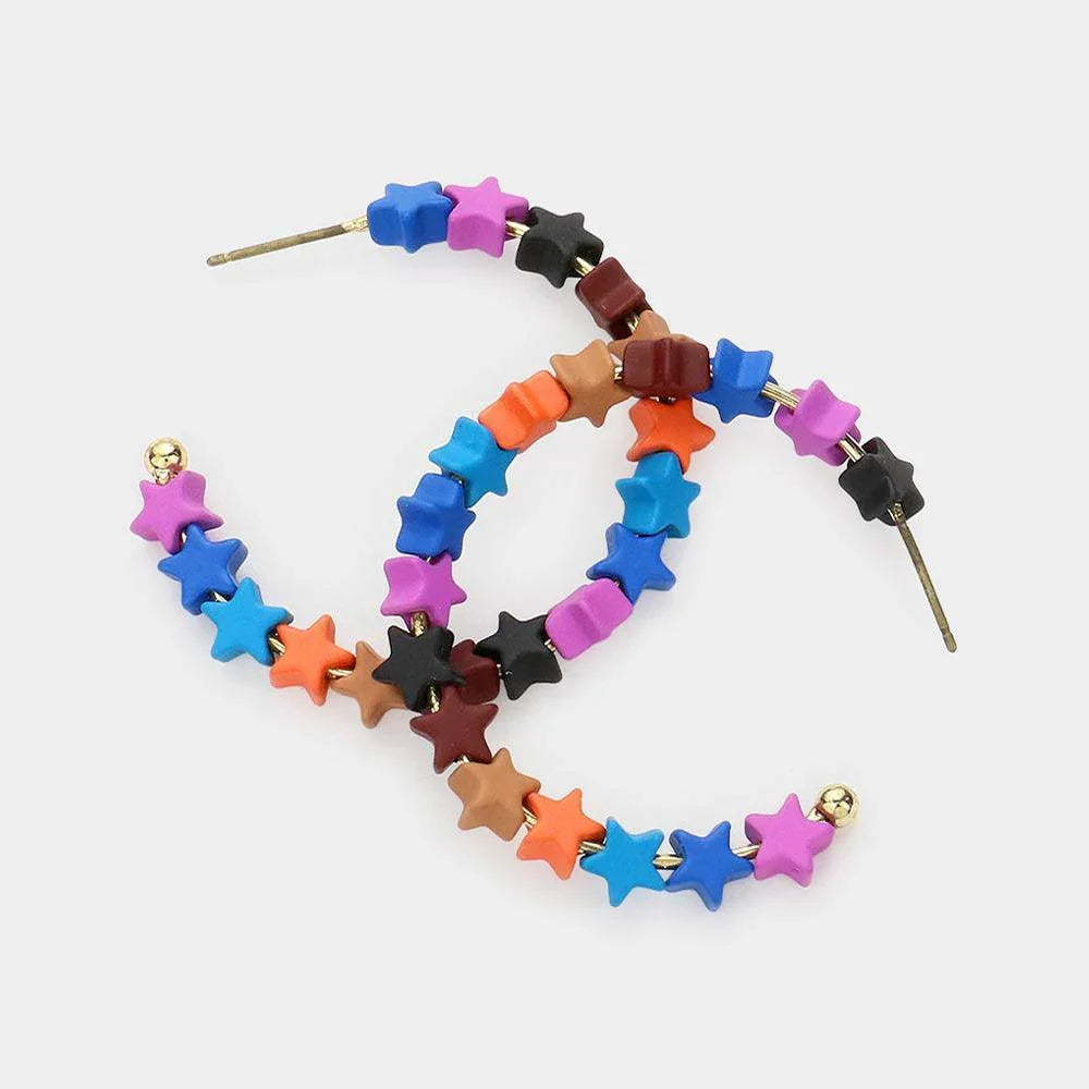 Colorful Star Hoop Earrings - Jewelry Store by Erik Rayo