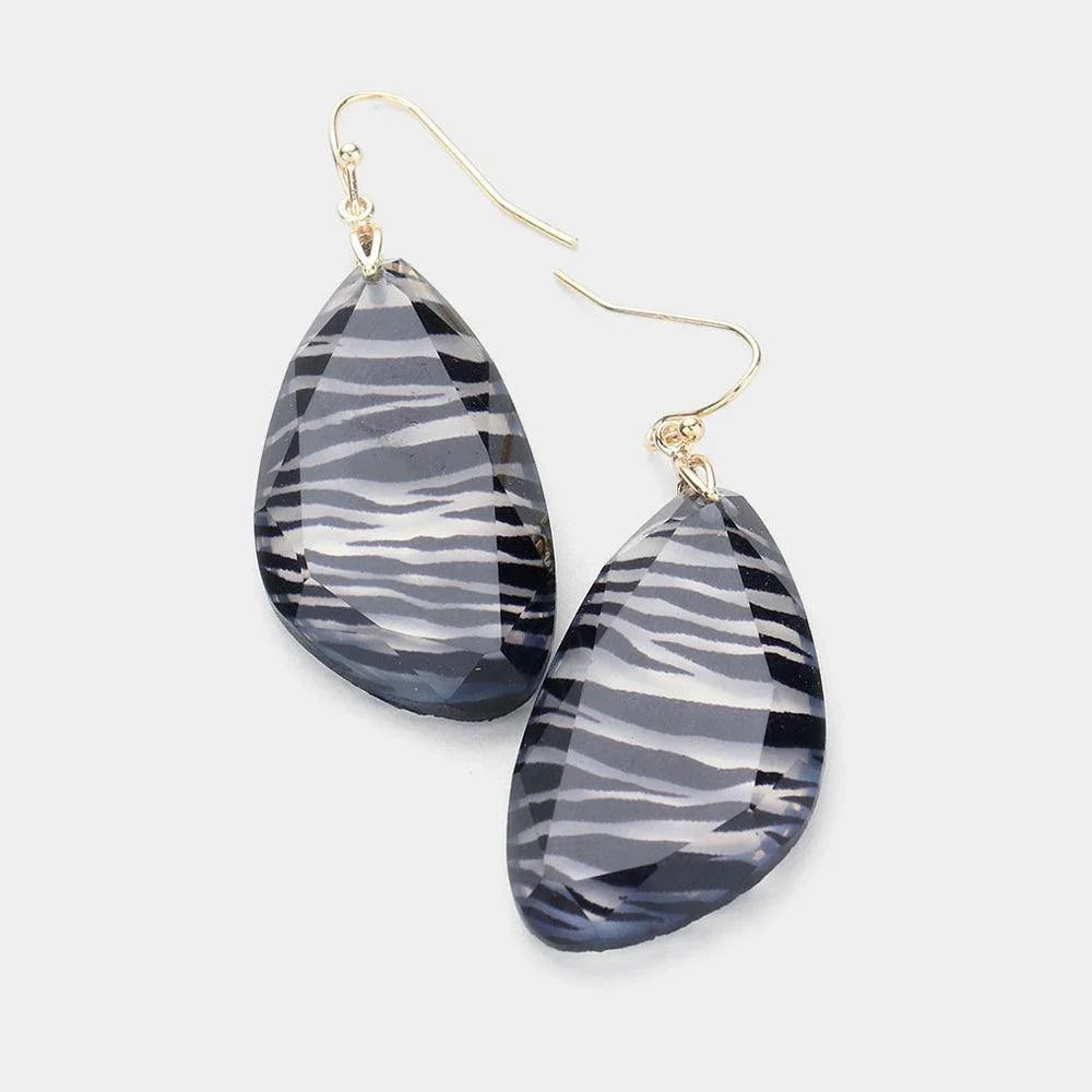 Gold Zebra Pattern Abstract Bead Dangle Earrings - Jewelry Store by Erik Rayo
