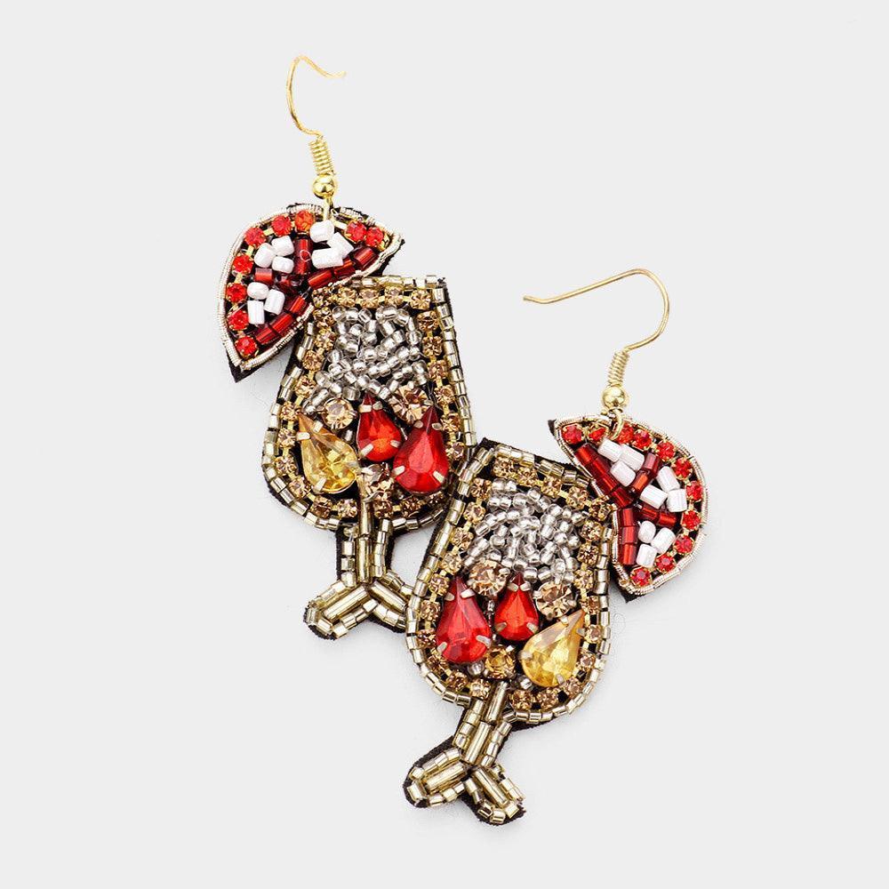 Red Felt Back Multi Bead Cocktail Earrings - Jewelry Store by Erik Rayo