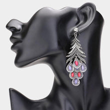 Load image into Gallery viewer, Pink Antique Metal Oval Stone Cluster Vine Earrings
