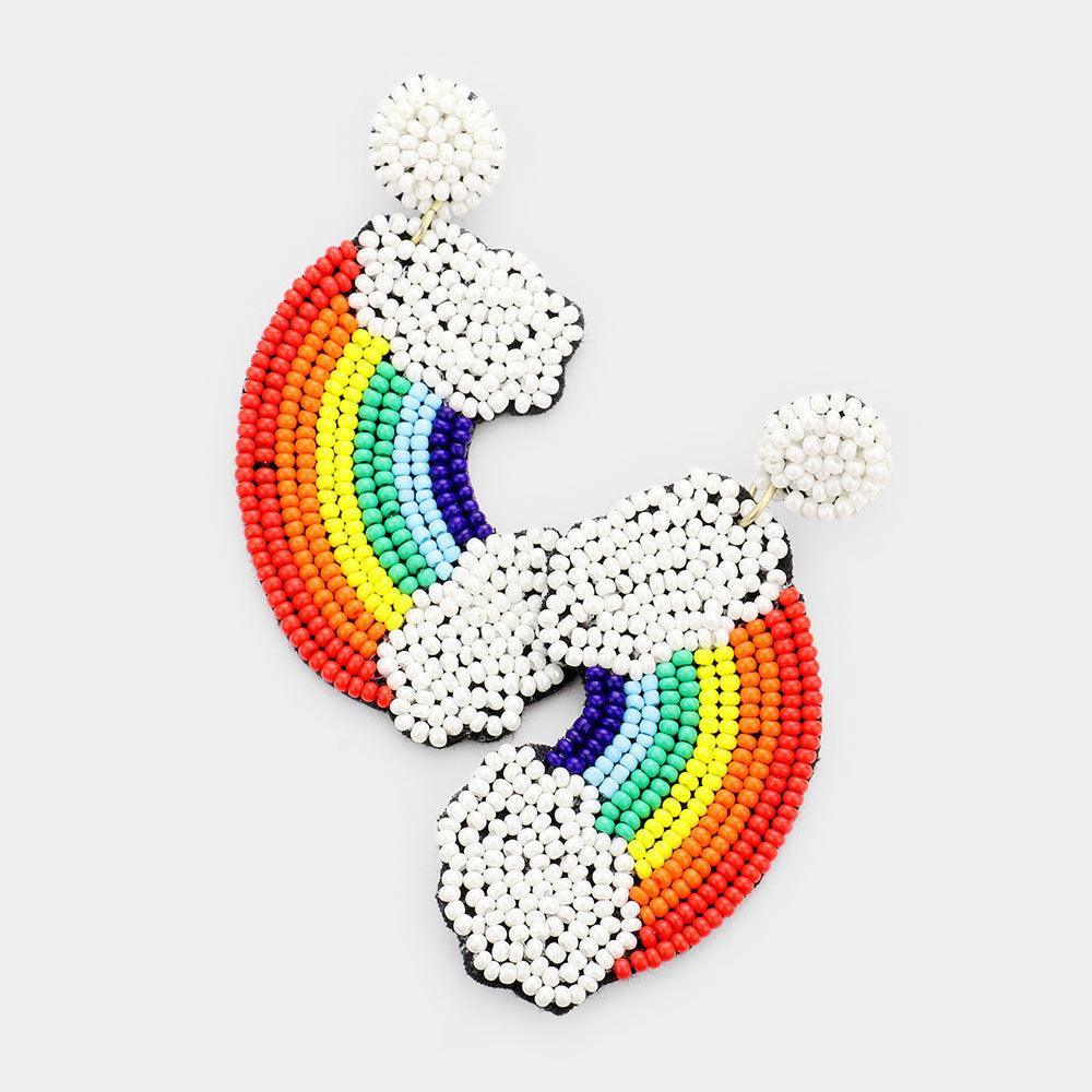 Felt Back Seed Bead Rainbow Earrings - Jewelry Store by Erik Rayo