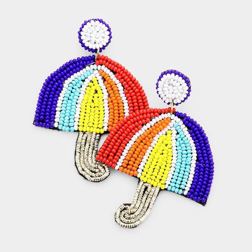 Felt Back Seed Bead Umbrella Earrings - Jewelry Store by Erik Rayo