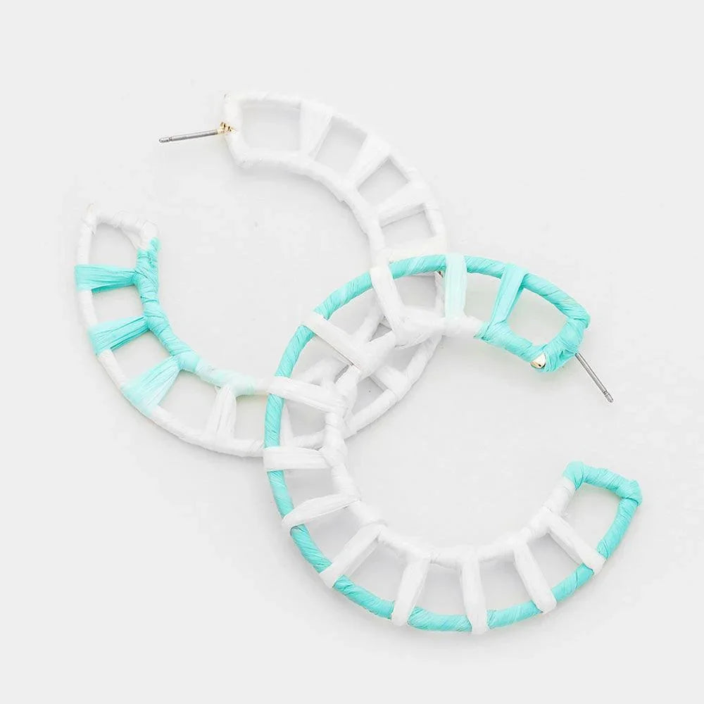 White Raffia Statement Wheel Hoop Earrings - Jewelry Store by Erik Rayo