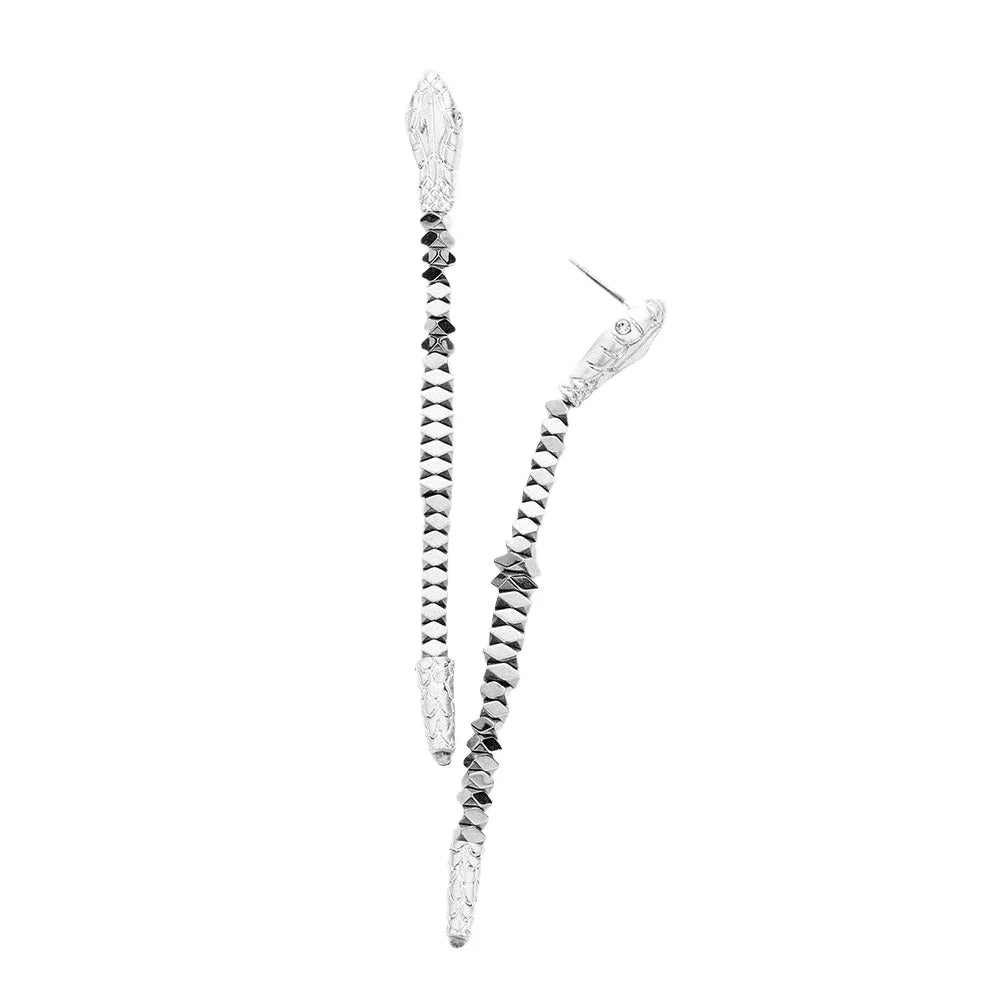 Silver 
Beaded Snake Drop Earrings - Jewelry Store by Erik Rayo