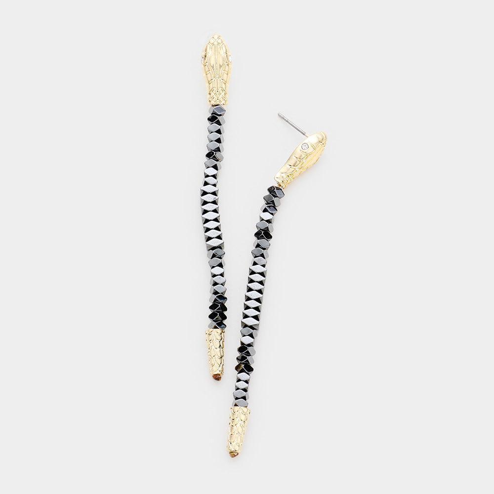Gold 
Beaded Snake Drop Earrings - Jewelry Store by Erik Rayo