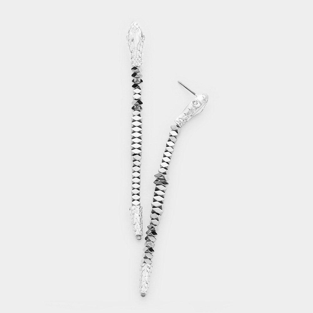 Silver 
Beaded Snake Drop Earrings - Jewelry Store by Erik Rayo