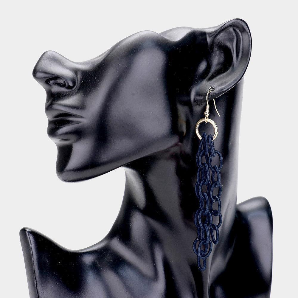 Gold Fabric Link Fringe Earrings - Jewelry Store by Erik Rayo
