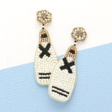 Load image into Gallery viewer, White Felt Back Beaded Champagne Dangle Earrings
